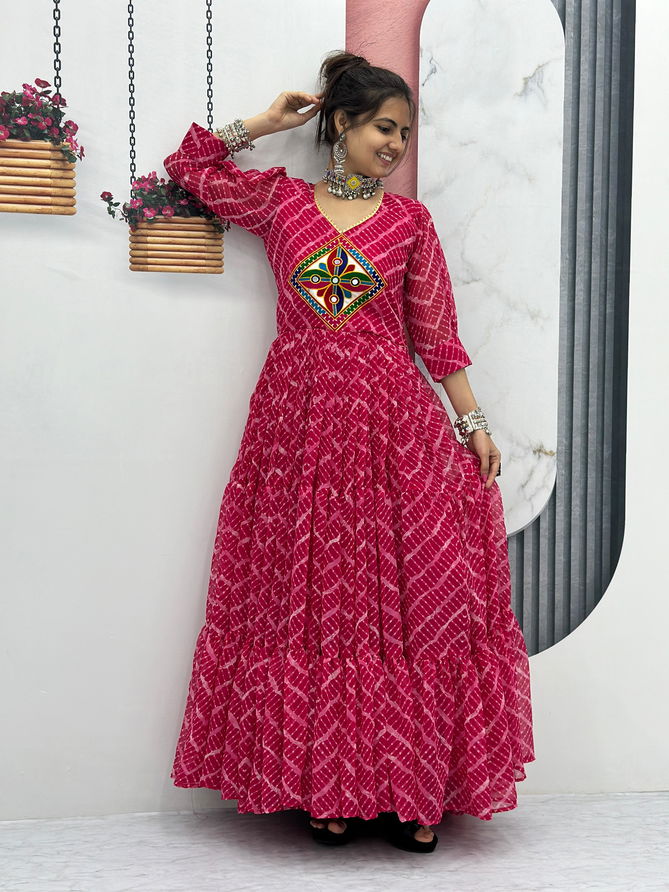 PC N10 Bandhani Print Navaratri Special Gown Wholesale Price In Surat